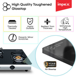 Impex Auto Ignition Glasstop Gas Stove 1213C